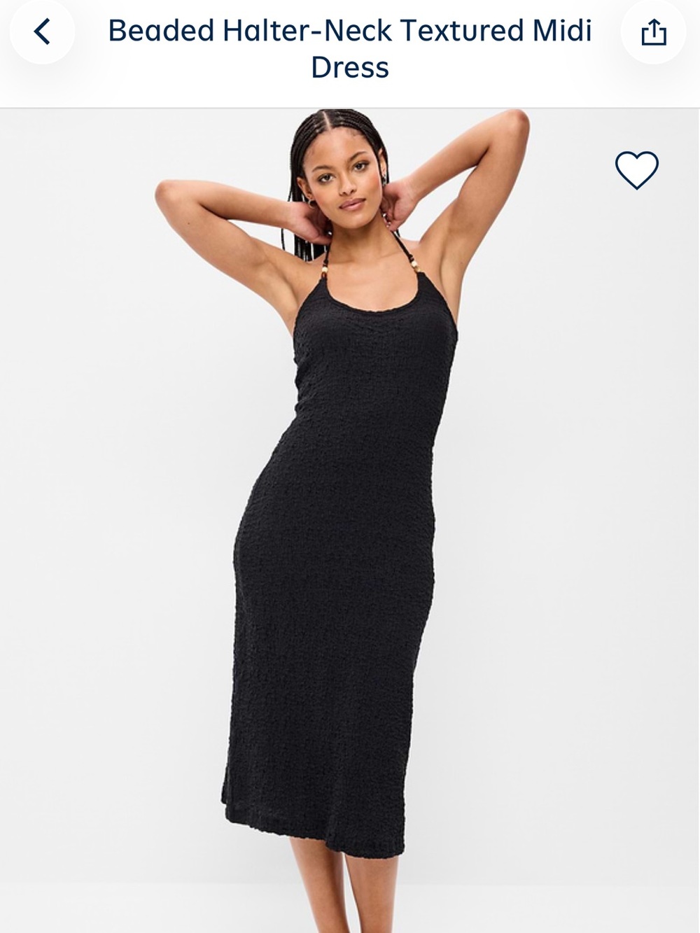 Old Navy Black Beaded Halter-Neck Textured Midi Dress